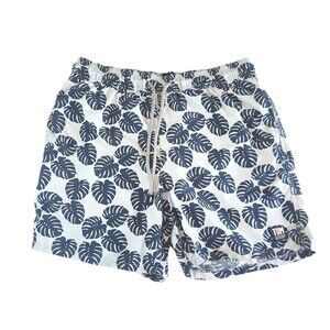 Tom Teddy Swim Trunks Mens Sz S Blue Floral Brief Lined Boating Shorts Resort